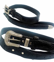 Classic Cowboy Belt And Buckle Made From Genuine Crocodile