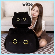 WITTE Cuddly Pillow Cushion, 4 Size Round Ball Black Cat Plush Doll, Ins Cuddly Plushie Stuffed Toy
