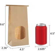 Beg Bakeri BagDream dengan Tingkap 100pcs 4.5x2.36x9.6 Inci Tingkap Tab Pengikat Timah Kunci Beg Ker