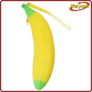 [KEYOO] Silicone Pen Bag, 2.36*7.87 Inch Banana Shape Banana Zero Wallet, Multifunctional Yellow Sil