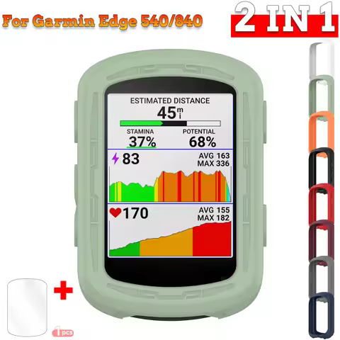 2 in 1 For Garmin Edge 840 Protector Cases + Glass Film Shell Protective Cover Bike Bicycle Silicone