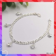 SilverWholesale #JH275  Silver 925 Curb Link Heart Dangle Bracelet Anklet-Fine Jewellery Gifts For H