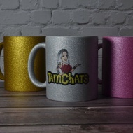 Real Glitter Gold Silver Pink Custom Printed Mug • Print Cup Text Logo Mugs