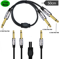 Metal Shell Gold-Plated Mono Y-Type Mixing Station Cable 6.35mm mono Male to Dual Large Two Cores 1 