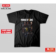 FREE FIRE CHILDREN'S T-SHIRTS; FREE FIRE CHARACTER GABUNGAN