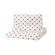 MERAH BARNDROM duvet cover 110x125 cm & 1 pillow case 35x55 cm baby, heart pattern white red