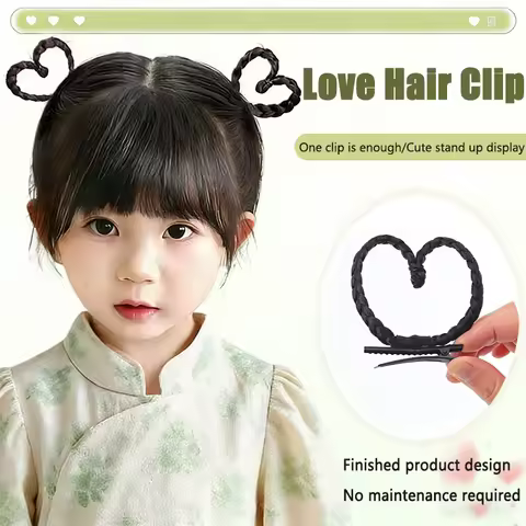 Children's hair accessories wigs heart-shaped braided hair clips hair accessories
