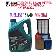 HYUNDAI TUCSON TL 1.6/2.0 , KIA SPORTAGE  QL 2.0 OIL FILTER + AIR FILTER + FUELUBE 15W40 MINERAL  EN