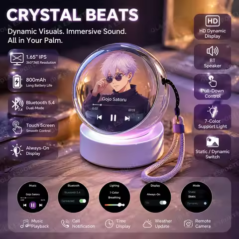 3D Video Crystal Glass Ball Bluetooth GIFS Video Playback Display Memory Videos Player Crystal Ball
