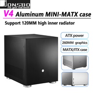 ☭JONSBO V4 All-aluminum Mini-MATX ITX case ATX Power Made of anodized aluminum 260MM Long Intern ♨유