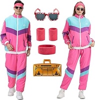 80s Tracksuit for Men Women Retro Windbreaker Set 80s 90s Outfit for Men 80s Track Suit for Couple 9