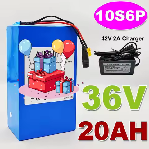 High-capacity 10S6P Battery Pack 36V 20Ah Rechargeable 18650 Lithium-ion Built in BMS Suitable for E