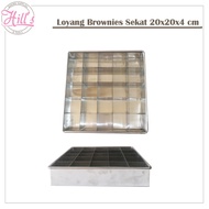 THICK BROWNIES PAN 20x20x4 cm ALUMINUM BRONIS/ BROWNIS/ BRONIES/ 20 X 20 X 4 cm