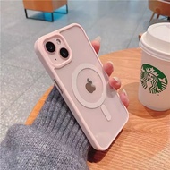 Shockproof Transparent Magnetic Slim Phone Case For iPhone 14 15 Pro Max 11 12 13 Pro Max 14 Plus Clear Magsafe Cover Candy Color Fashion Protective Casing