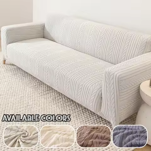 Stretch Elastic Wheat Jacquard Sofa Cover Full Coverage Washable Removable Dust‑Proof Couch Protecto