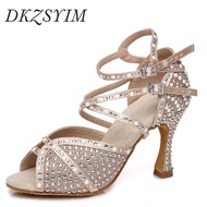 【Customizable】 Dkzsyim Rhinestone Latin Dance Shoes Women Salas Ballroom Pearl Dancing Shoes For Girls Wedding Shoes