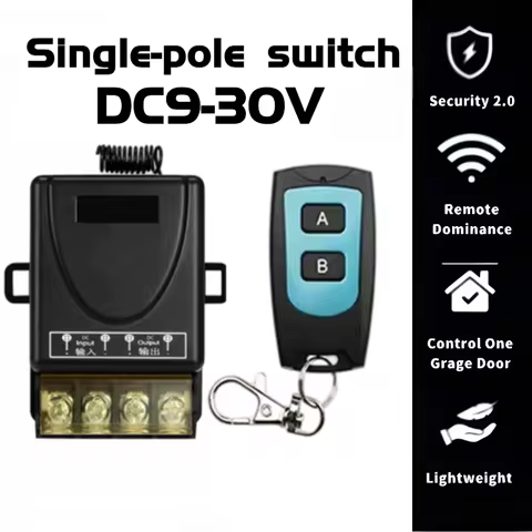 433MHz Wireless Remote Control Switch DC 9-75V 12V 24V 10A Relay 1-Channel Receiver Controller 2-But