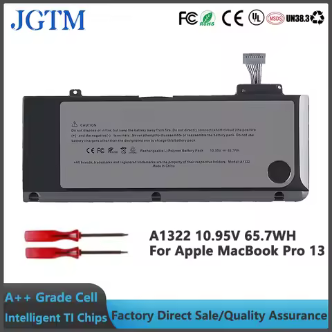 JGTM Laptop Battery A1322 10.95V 63.5Wh for Apple Macbook Pro 13'' A1278 2009 2010 2011 MC700 MB990 