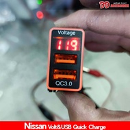 ช่องUSB ชาร์ท วัดVolt Nissan Np300 March note almera ซิวฟี่ juke terra teana ใส่เข้าช่องพอดี มี qui