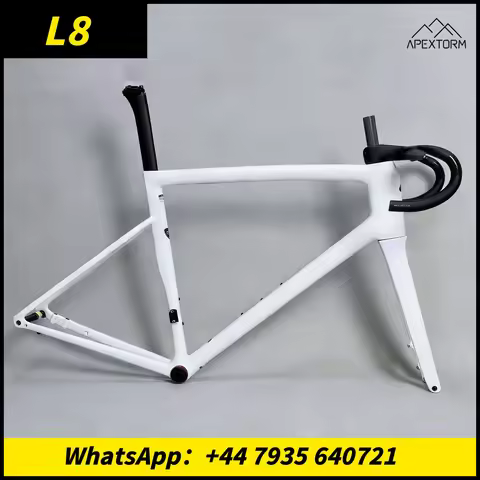 SL8 Glossy white Carbon Road Bike Frame Disc Brake Frameset Di2 Groupset Compatible Custom Paint Ava