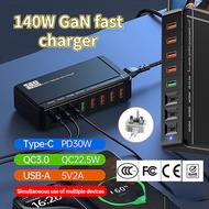 【Local Stocks】140W GaN Fast Charger UK Plug 5C3A Port Travel Adapter Laptop/iPad Fast Charger