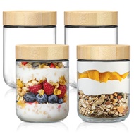 Glass Jars with Airtight Lid(4pack) 16oz over Night Oats Container Glass Snack Storage Salad Jars Yo