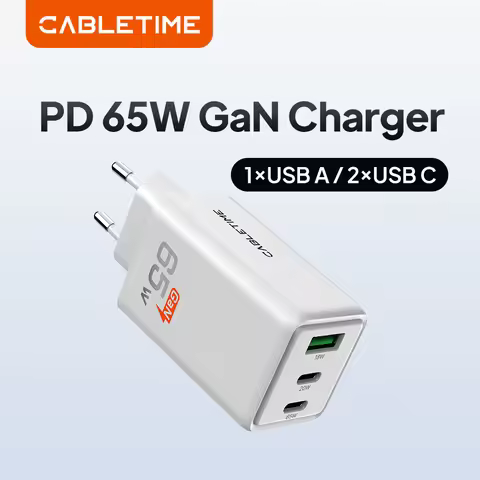 CABLETIME 65W GaN USB C Charger Quick Charge 4.0 PD Fast Charger for MacBook Air iPad iPhone 17/16/1