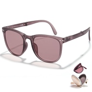Cyxus TR90 Foldable Square Sunglasses Trendy Women Summer UV Protection Sunscreen Polarized Purple 1