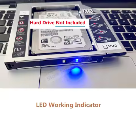 With Front LED 2nd HDD SATA Hard Drive Optical bay Caddy Frame Tray 12.7mm for HP EliteBook 8460P 84