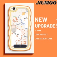 JIUMOO Casing Ponsel untuk Xiaomi Redmi 4X 5A 6A 5 Plus 6 7 Casing Mouse kreatif pembatas hp gelombang penuh warna Case bening perlindungan guncangan pelindung silikon genggam Cover