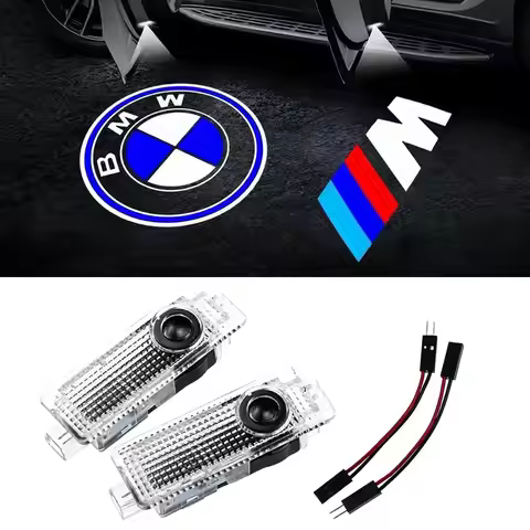 2PCS For BMW M E90 E60 F18E46 F30 F20 M2 M5 M3 E87 M4 X3 X5 X1 LED Car Door logo Projector Lamps Wel