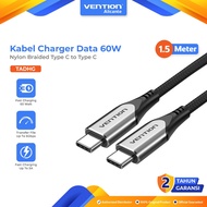 Vention Data Charger Cable Type C to Type C Fast Charging 60W 3A Nylon Braided 1.5 Meter Cable Charg