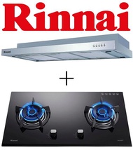 Rinnai RH-S239-SSR Stainless Steel Slimline Hood + RINNAI RB-72G 2 BURNER HYPER FLAME BUILT-IN GLASS HOB