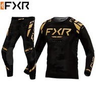 FXR Black gold cool off-road motorcycle riding suit top and pants set, mountain racing riding set