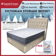 Victorian Bed Frame 1230 | Frame + 10" Mattress Bundle Package | Single/Super Single/Queen/King Storage Bed | Divan Bed