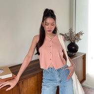 เสื้อกั๊กไหมพรม ไหมพรมนุ่มกระดุมทอง ทรงvest