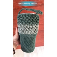 Handmade Woven Bag Made From Bleached Rope For 30 Oz Yeti Cups To Order.