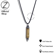 Zafa kalung tali pria keren liontin bandul peluru gold silver / kalung cowo cowok tali hitam