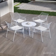 Stainless Steel Table Set Leisure Waterproof Outdoor Sunshade Chair Iron Art Parasol Garden Sales Of
