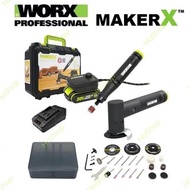 (香港WORX威克士總代理行貨) WORX 威克士 WU951 MAKER-X 20V磨筆+角磨機組合套件 - Rotary Tool+Angle Grinder Combo Kit
