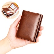 7svf PU leather wallet men's card clip zipper wallet RFID blocking credit card ID badge clip cover men's coin walletMen Wallets