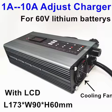 1A to 10A adjustable Smart 60V Charger with LCD display for 16S 67.2V 17S 71.4V 18S 75.6V li ion 20S