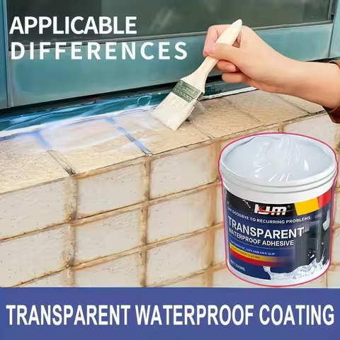 Upgraded Transparent Waterproof Liquid Rubber Coating - Fast-Drying 1K Sealant for RV and Indoor Lea