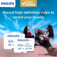 PHILIPS High Speed Memory SD Card for Dashcam 64GB-512GB A2 V30 UHS-I U3 4K 60FPS Video for Camera, 