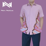 Kemeja Batik Pria Motif Tapis Lampung pink Etnik