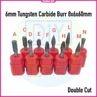 8x6x60mm 6mm Tungsten Carbide Burr Double Cut Single Cut Porting Tool Mata Porting Mata Korek