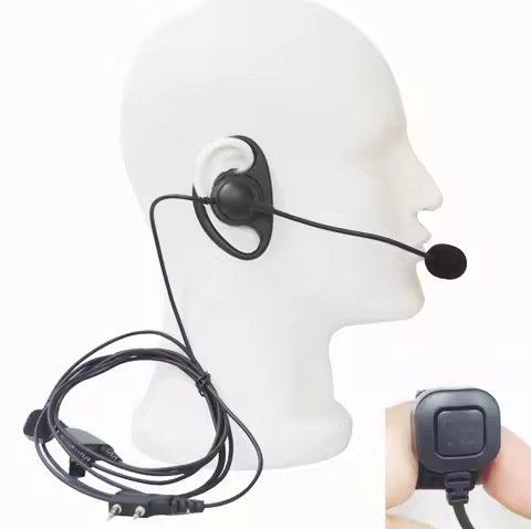 2 Pin D Shape Earhook Earpiece Headset with Finger PTT Mic for BaoFeng UV-5R UV-82 HPGT-3TP BF-888S 