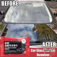 JONY 5 Bags Car Glass Oil Film Removal Wipes, Dusting Wipes Anti-fog Car Windshield Glass Cleaner,  