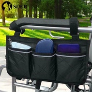 SUERHD Wheelchair Side Bag Universal Reflective Strip Multi-pocketed Armrest Pouch