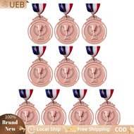 [Ueb Flagship Shop]10Pcs Gold/Silver/Bronze Medal Metal Winner Medals with Neck Ribbon Competition P